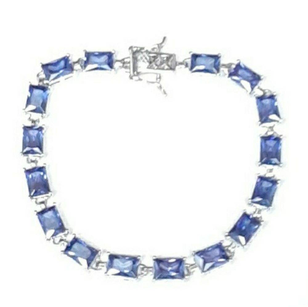 Tanzanite .925‎ Sterling Bridal Wedding Bracelets, Sz 7…